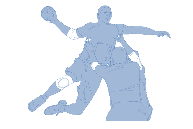 Handballsportler mit Bandagen